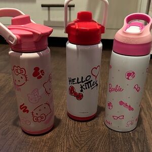Zak Hello Kitty and Zak Barbie Water Bottles, 3